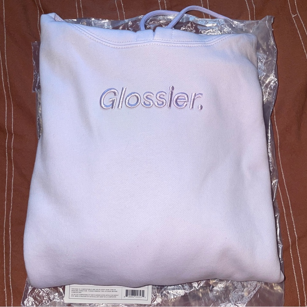 COPY - Glossier Limited Edition (sold out) Embroidered Lavender Hoodie NWT Medi…